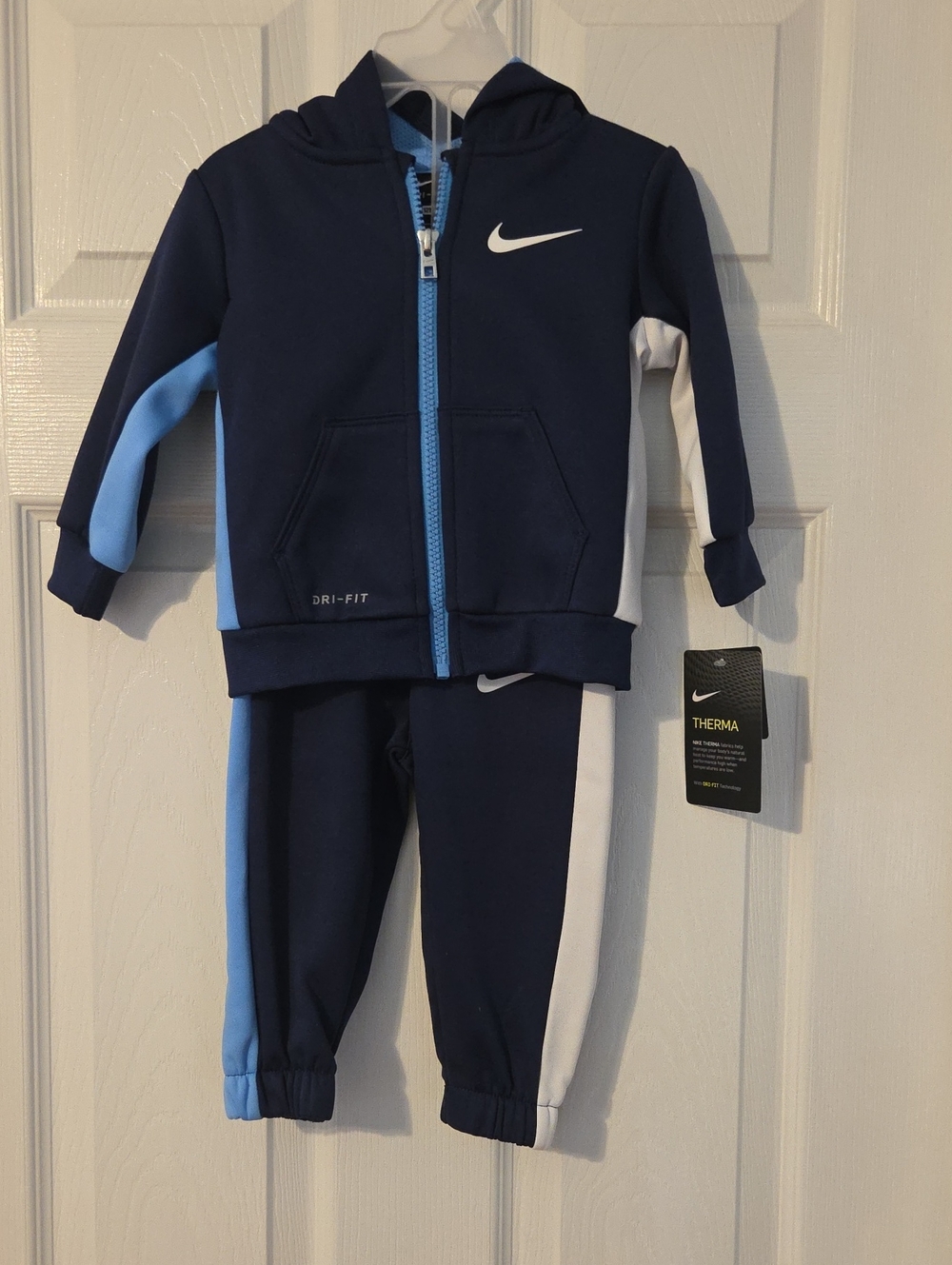 NWT Nike Toddler Dri-FIT Navy & Light Blue Hooded Tracksuit 12 Months